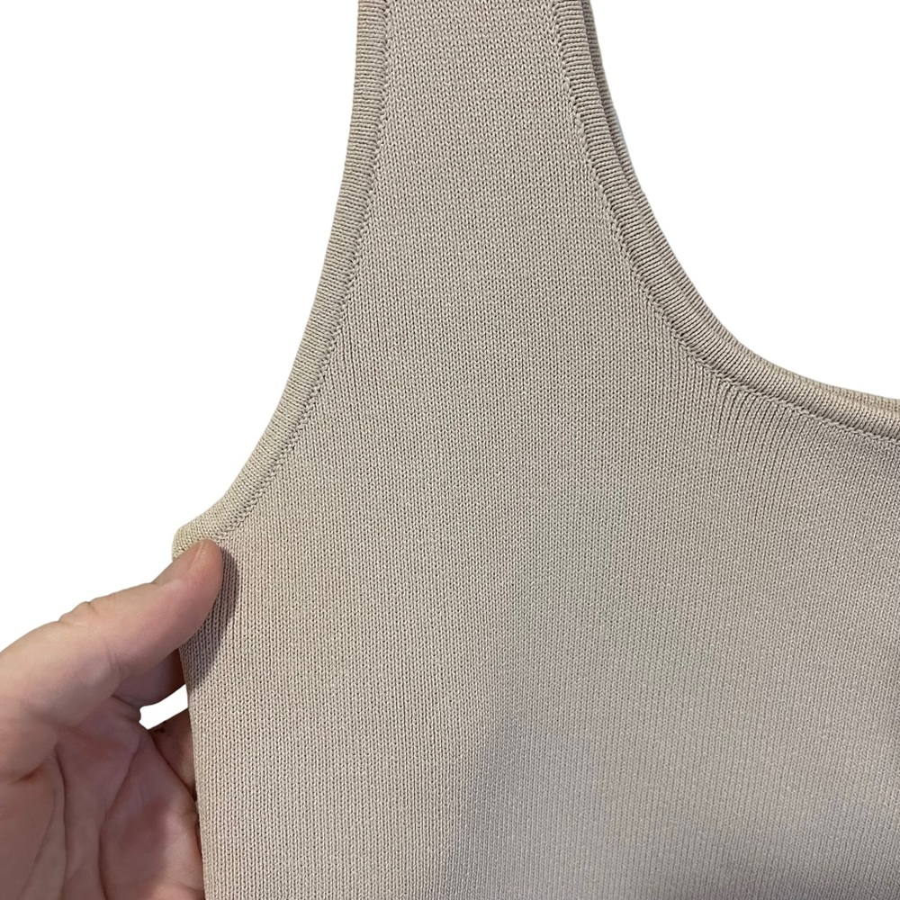 GUESS| NWT SL Square Neck Rib Gia Body Con Dress w/Slit SZ XL Color ‘Clay Slip’ - Picture 6 of 10